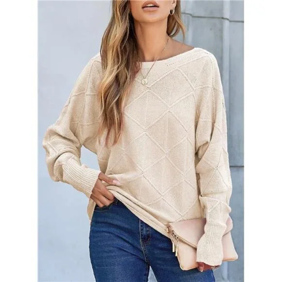 Casual Crewneck Sweaters for Women Fall Winter Lightweight Long